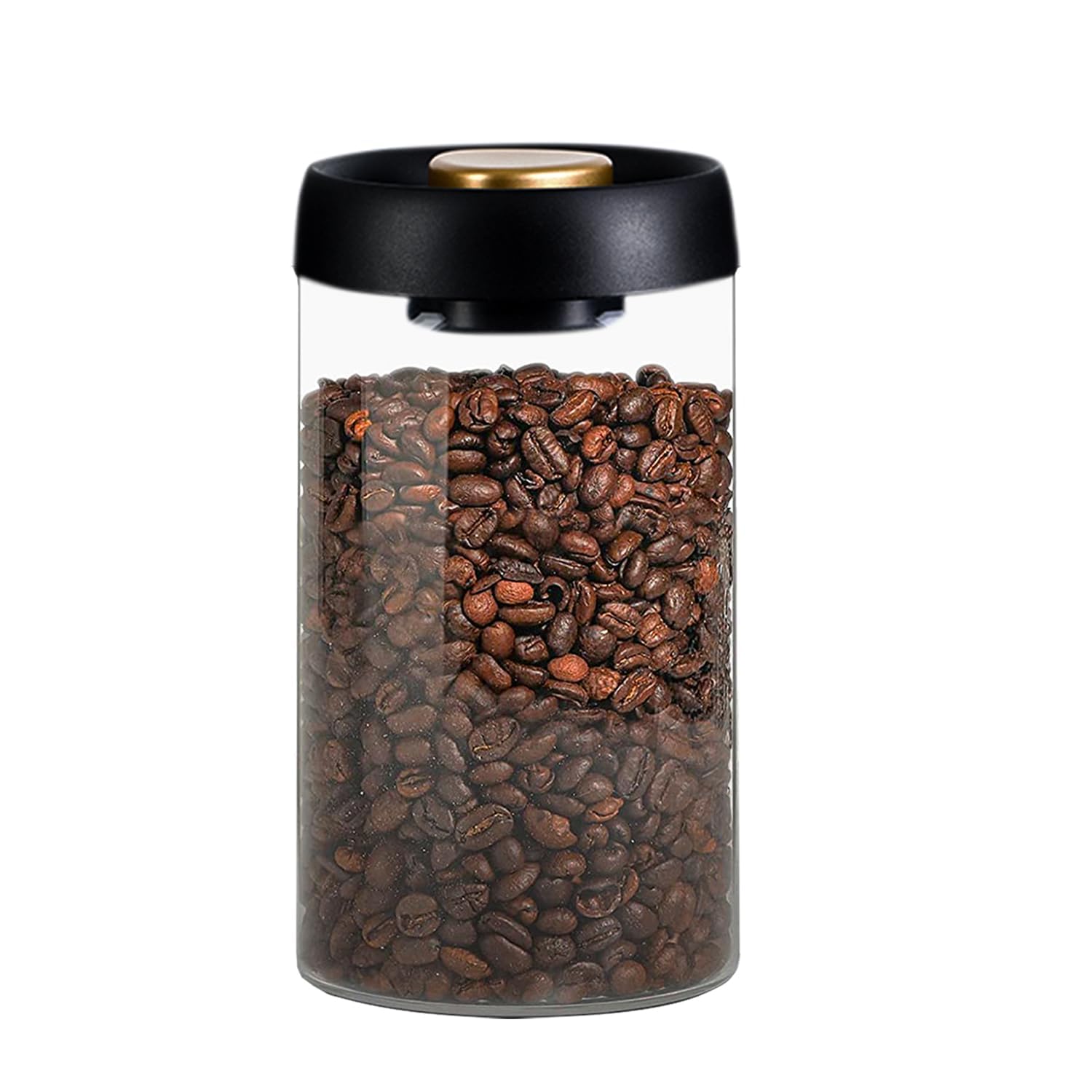 Borosilicate Glass Coffee Canisters with Airtight Lids - 1200ml/40oz Food Storage Containers for Coffee Beans, Tea, Sugar, Rice (BLACK)