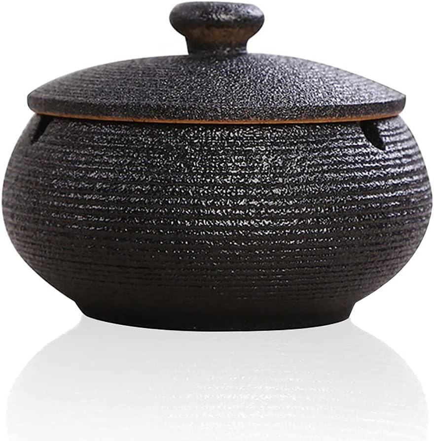 Ceramic Ashtray with Lids, Windproof Cigarette Ashtray for Indoor or Outdoor Dashholder for Smokers,Desktop Smoking Ash Tray for Home Office Decoration