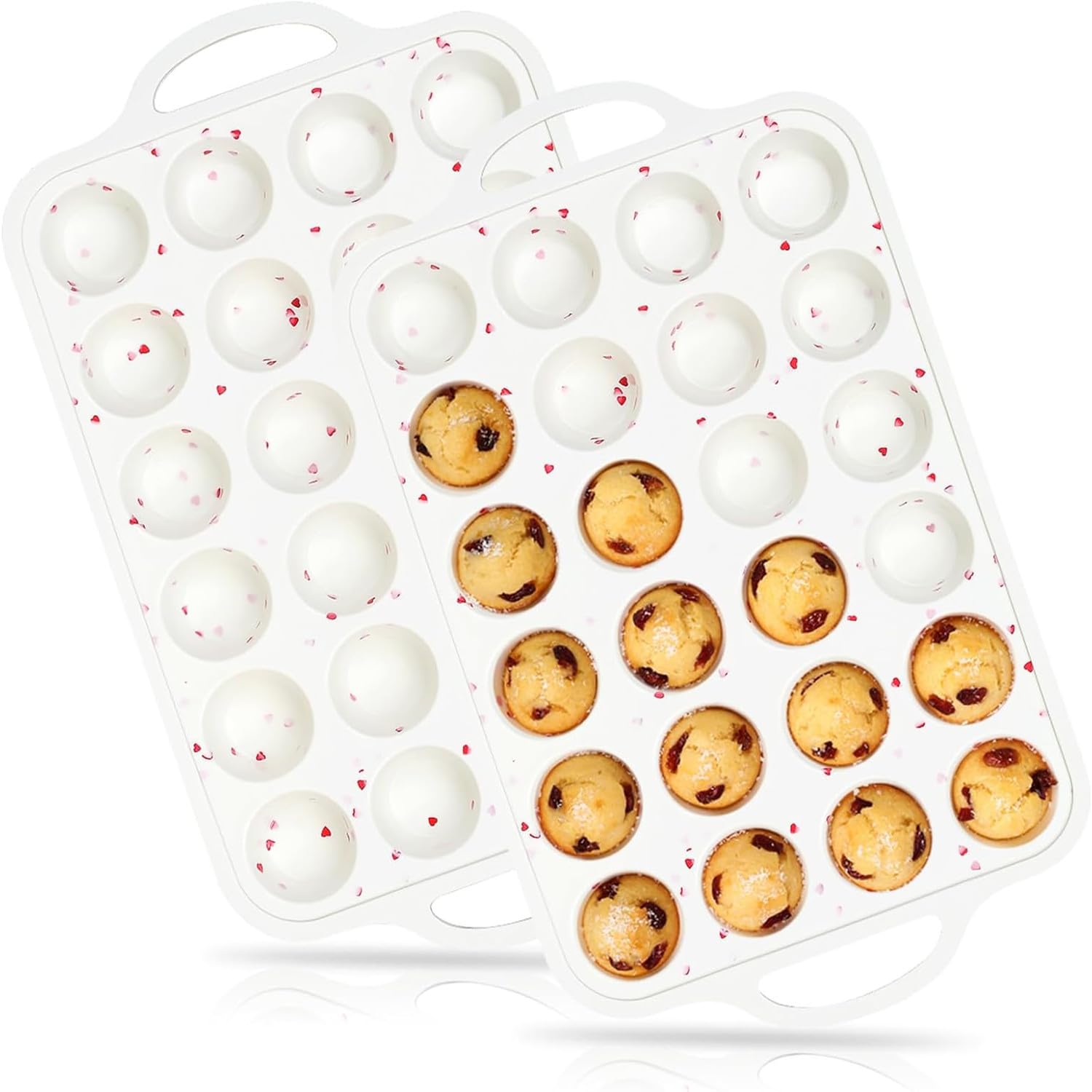 24-Cup Mini Size NonStick Silicone Muffin Pan for Baking with Metal Reinforced Frame BPA Free Silicone for Baking Mini Muffin, Cupcake, Egg Bites Oven Safe?2pcs?