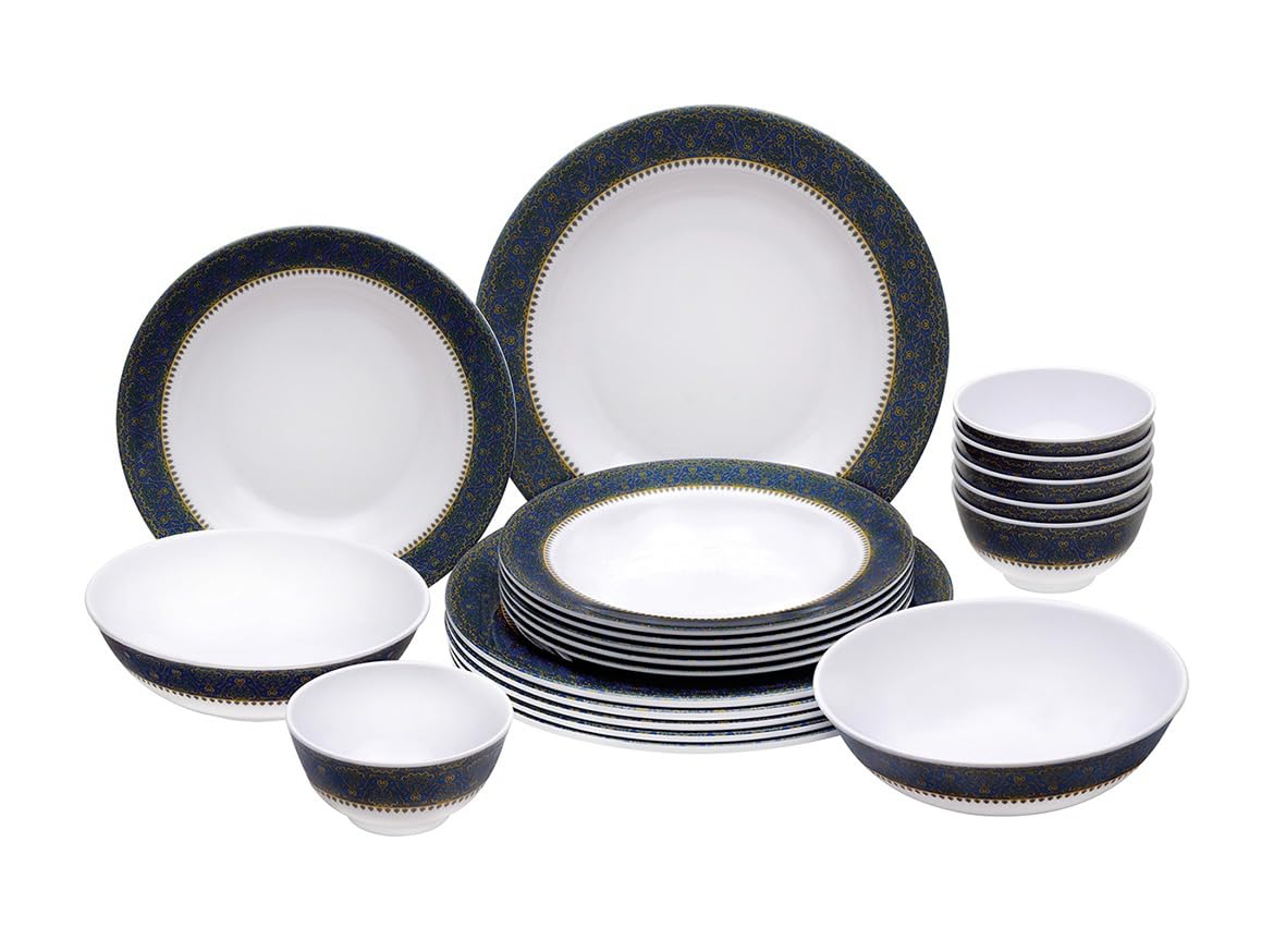 Royalford 20 pcs Melamine Ware Dinner Set, White, RF7437