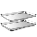 Onader Baking Tray Set of 2, Stainless Steel Rectangle Baking Sheets Pans, Large Professional Oven Trays for Cooking Serving, Non Toxic & Healthy, Mirror Finished & Dishwasher Safe, 40.5x30.5x2.5cm