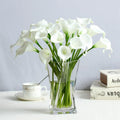 Artificial Calla Lily Flowers, White, Pack of 6, Long Stem Real Touch (white)