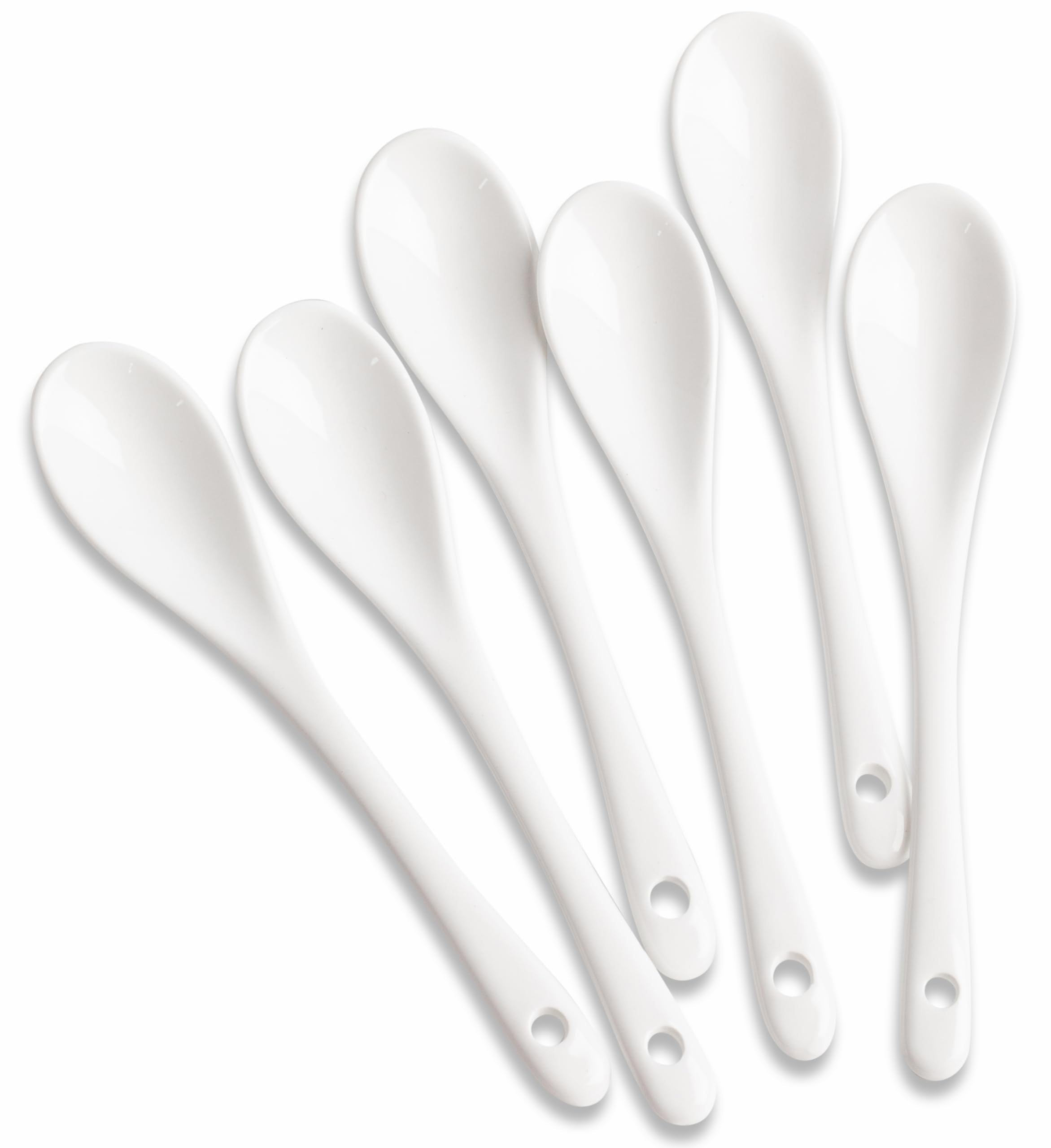 6PCS Porcelain White Coffee Spoons Espresso Tea Sauce and Desserts Ceramic Spoons