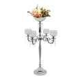 5 Arm Candle Holder with Flower Vase for Wedding Centerpieces, 35inch Candelabras Table Centerpieces for Party Event, Metal Candelabra Centerpieces for Christmas Wedding Party Dinner (Silver)