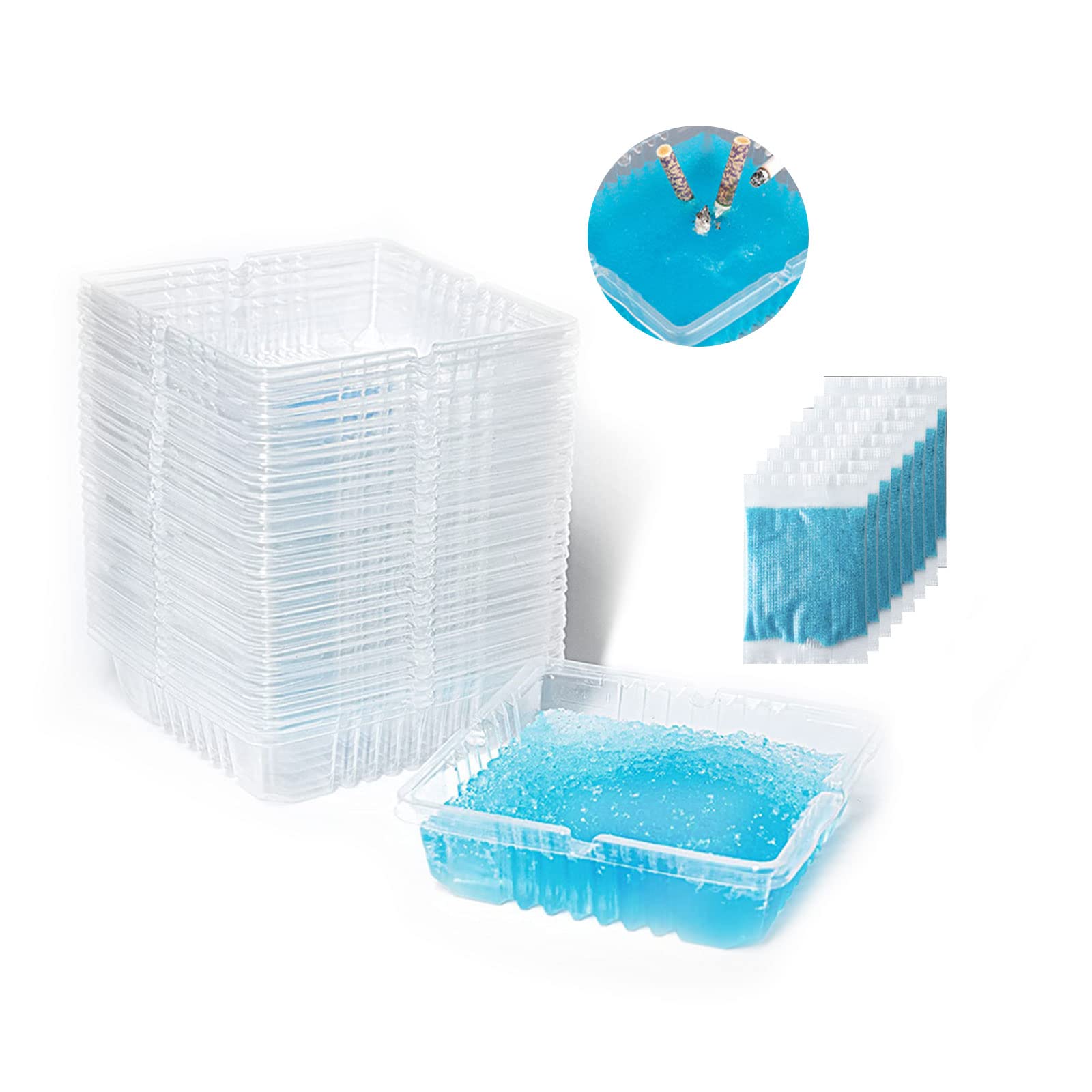 Joyfulmap Disposable Ashtrays With Absorbing Balm, 30Pcs With Sand, Small Portative Holder for Quickly Extinguish Cigarette, Reduce Ash Raising, Outdoor (Blue)
