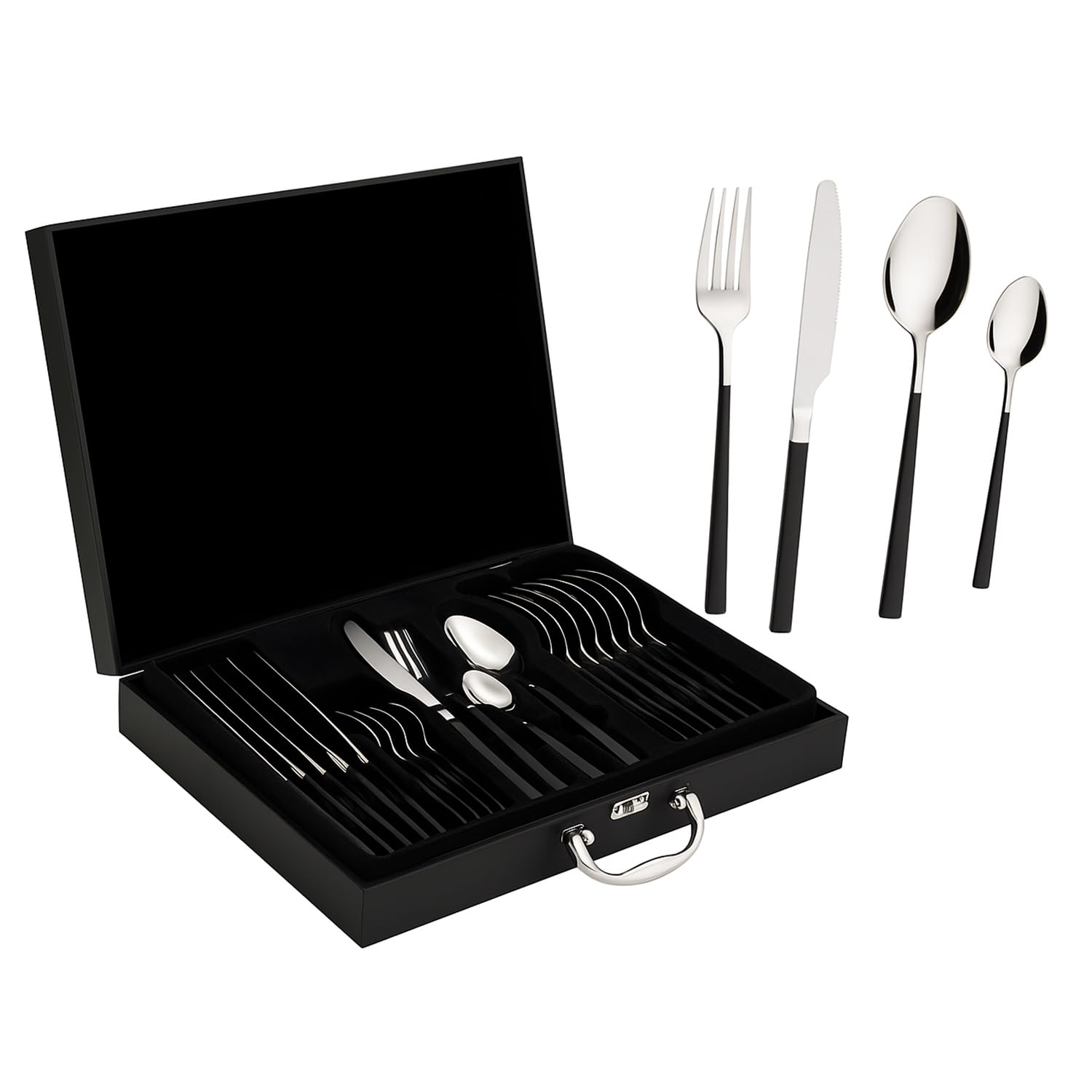 Cutlery Set With Premium Box,Stainless Steel 24 Piece Cutlery Set for 6 People, Flatware Silverware Set with Knife Fork Spoon, Elegant Tableware for Daily Use, Mirror Finished. Dishwasher Safe