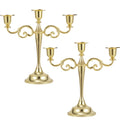KASTWAVE 2 Pcs Gold 3-Arm Candelabra – Metal Taper Candle Holder Stand | Detachable Candlestick Centerpiece for Wedding/Christmas/Party/Home Decor