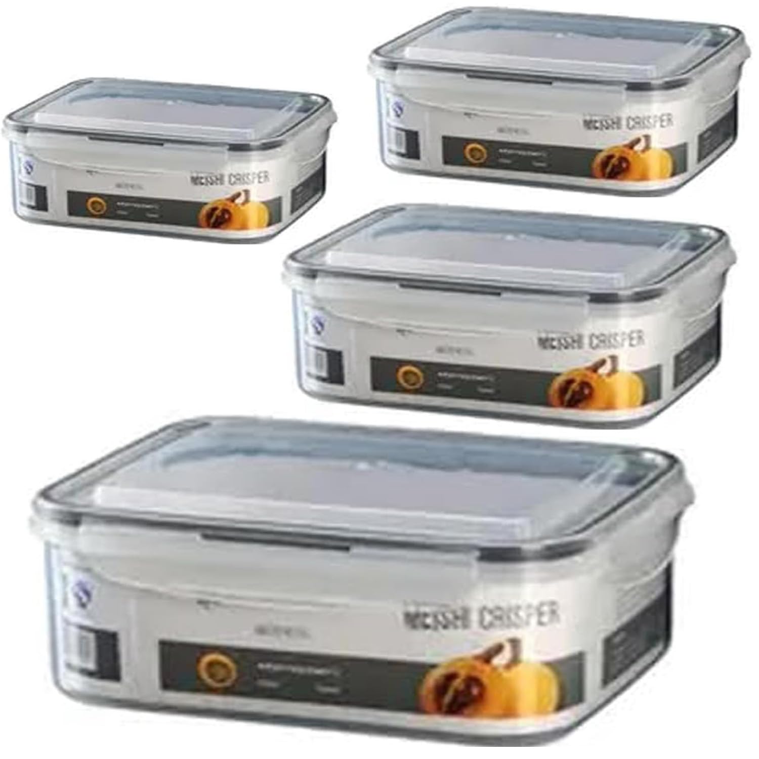 Premify 4 Pcs Rectangular Food Storage Containers, Airtight Meal Prep Container Set with Lids, Stackable BPA-Free Plastic Organizer Boxes for Kitchen & Fridge | 100% Leakproof