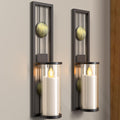 ALLADINBOX Wall Sconces Candle Holder Classic Metal Acrylic Wall Decorations for Living Room, Bathroom, Dining Room, Set of 2, Black