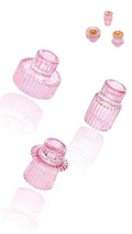 Conical Glass Candlesticks Set of 3 pcs - Elegant Tea Light Holders for Dining Table Centerpieces, Wedding Decor, and Shelf Accents (Pink)