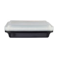 Hotpack Disposable Bento, Food Storage, Microwavable Meal Prep Container, Black Base Rectangular Container 58 ounce with Clear Lid, 50 Pieces