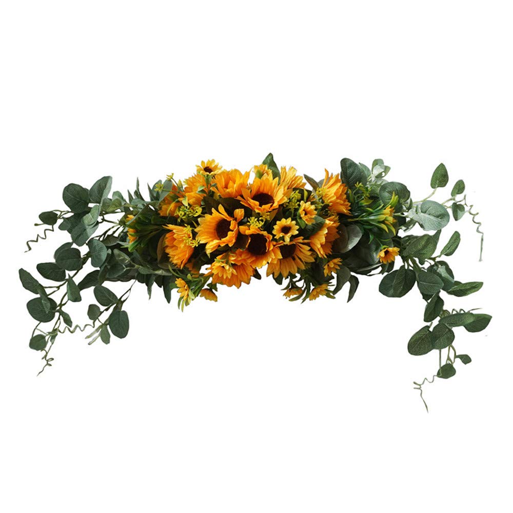 Wedding Arch Flowers, 30 Inch Rustic Artificial Floral Swag for Door Lintel, Green Leaves Rose Peony Sunflowers Table Centerpieces Home Decoration