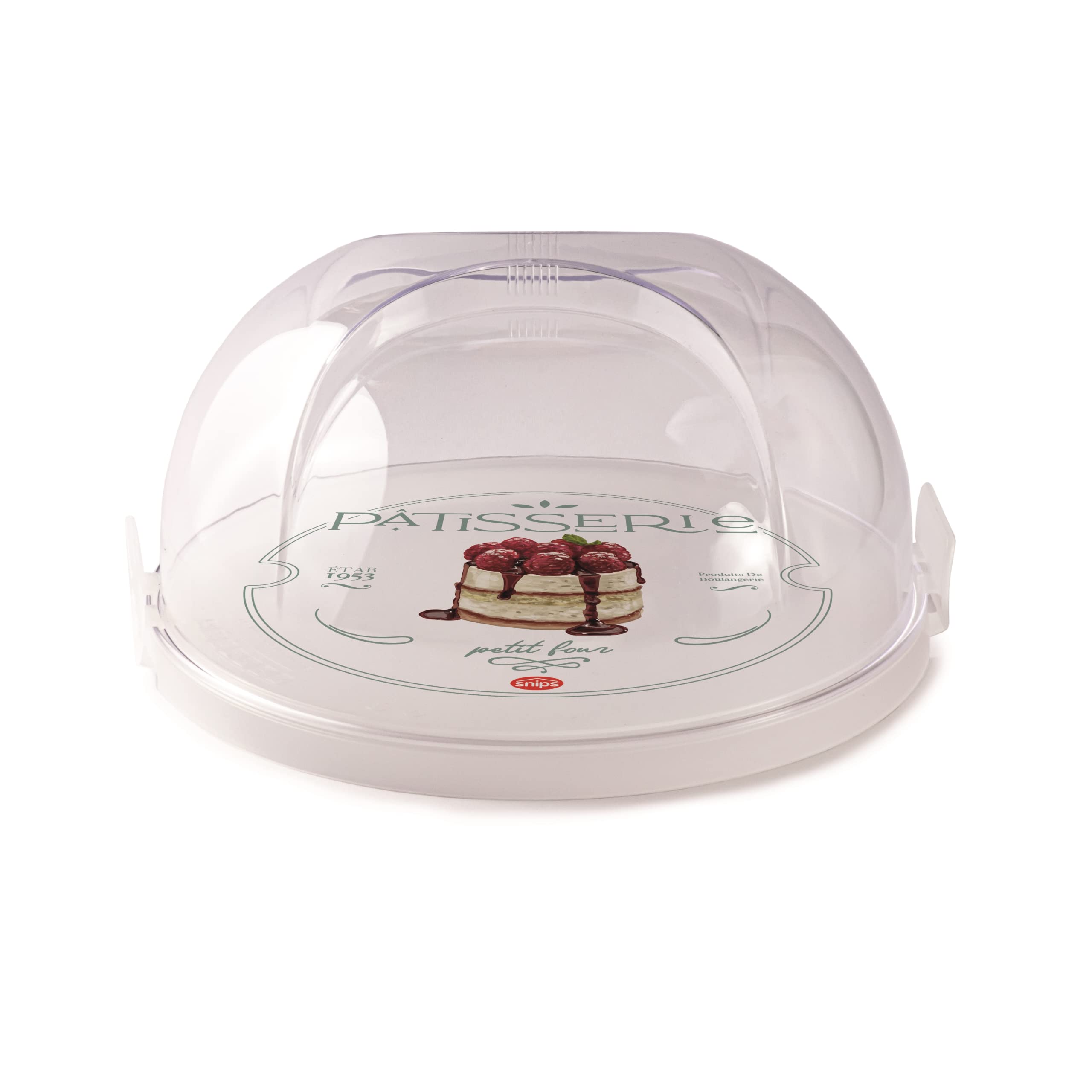 Snips | Cake Holder with 2 Safety Latches | Transparent | 27 x 26 x 14 cm | Made in Italy | 0% BPA and phthalate free, 000972