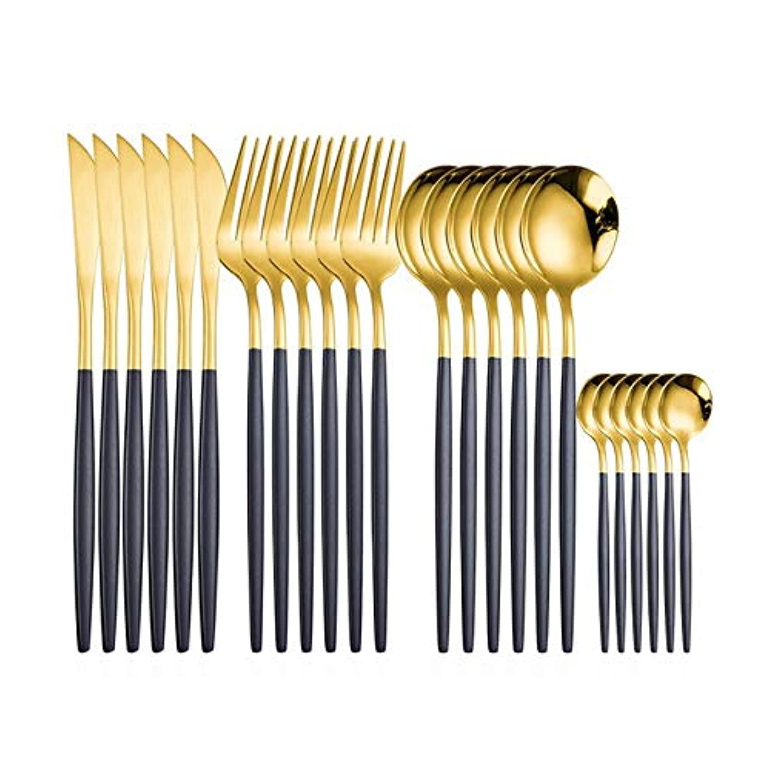 Stainless Steel Western Cutlery Set - 24 Pieces (Black)