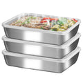 Stainless Steel Food Containers with Lids (3 Sets), Azonee Stackable Set for Freezer & Oven, Food-Grade Kitchen Storage With Clear Covers, Reusable & Dishwasher Safe
