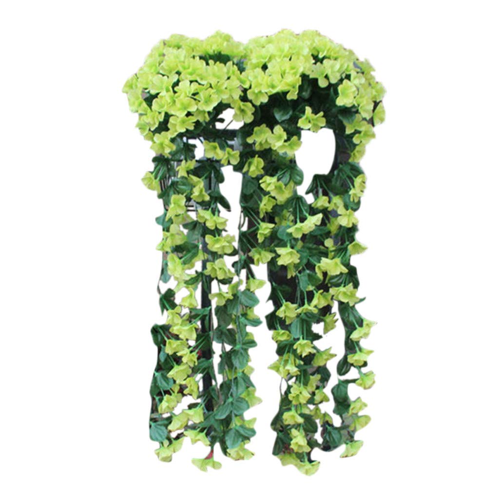 1 Pc Artificial Wisteria Basket, Artificial Vine Flowers for Hanging Basket, Fake Hanging Flowers Simulation Flowers Vine Wedding Bouquet Home Outdoor Decoration, 85 cm Total Length. (Green)