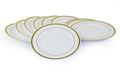 Premium Quality Plastic Dinner Plate 7.5 Inch, Set Of 10 Pieces, Light Weight 24Grams, White-Golden, Dp-2421, 7.5"