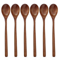 Wooden Spoons, 6 Pieces Wood Soup Spoons for Eating Mixing Stirring Cooking, Long Handle Spoon with Japanese Style Kitchen Utensil, Eco friendly Table Spoon