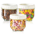 Glass Food Storage Jars with Lids, 450ml, 3-Pack Leak-Proof Small Stackable Kitchen Canisters, Ideal for Overnight Oats, Cereal, Clear Empty Glass Jars for Kitchen Organization