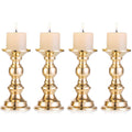 2/4/10 Pcs Candle Holders Gold Metal Pillar Candle Holders, Wedding Centerpieces Candlestick Holders Candles Stand Decoration Ideal for Weddings Special Events Parties-Gold||4 Pcs
