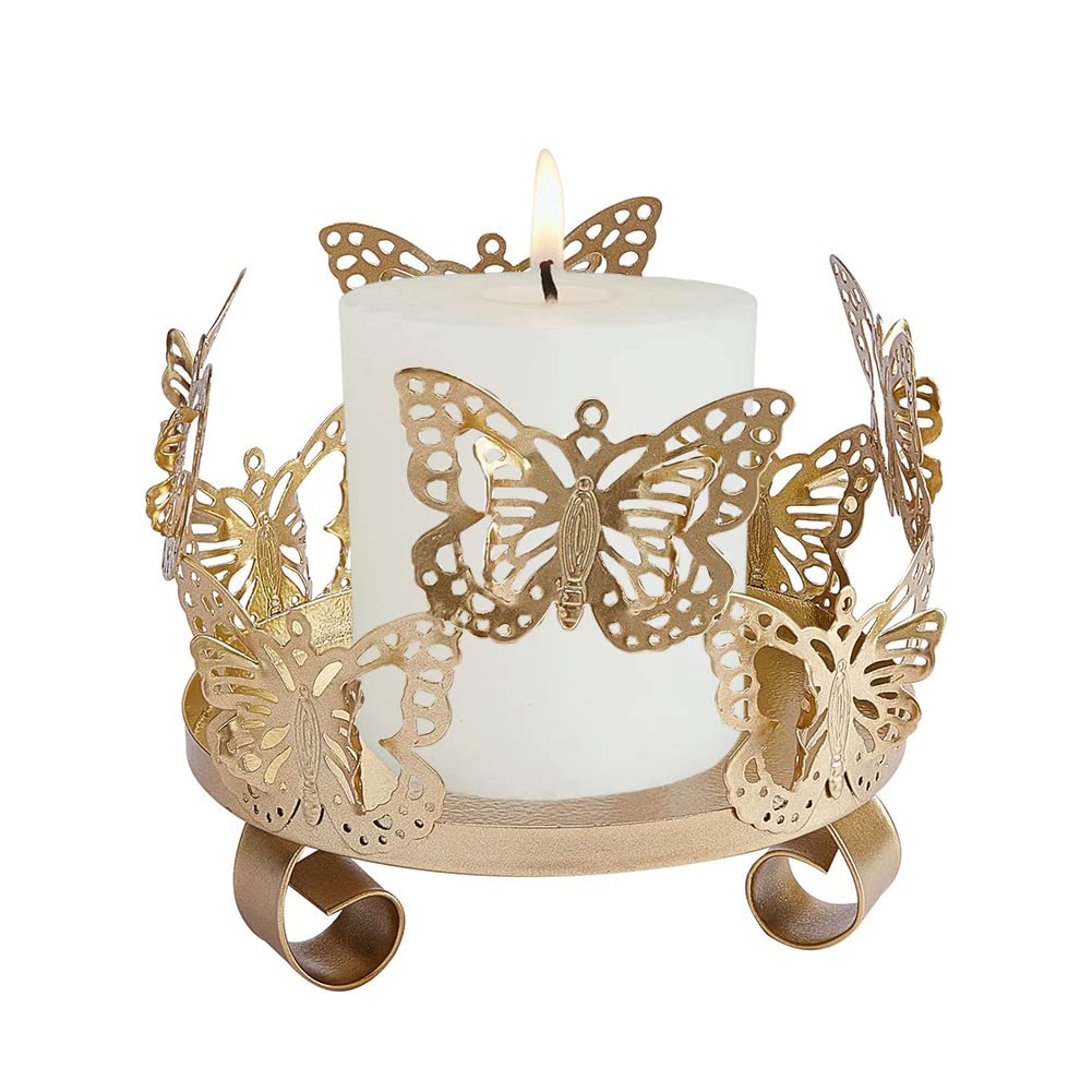 SUPERFINDINGS 1PC Iron Butterfly Candle Holder 3.9x3.9x3.46inch Decorative Candlestick Holder Art Tealight Candle Holder Golden Cup Candlestick for Home Table Christmas Party Decoration