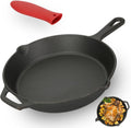 ORCHID M®Cast Iron Skillet, 12 Inch Pre-Seasoned Frying Pan with Silicone Hot Handle Holder - Versatile for Oven, All Stovetop, Grill, Campfire - Searing, Sautéing, Broiling, Frying