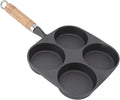 Fried Egg Pan, 19.5cm /7.7in Nonstick 4 Cups Pancake Pan Cast Iron Cooker for Breakfast Pancakes Omelettes with Wooden Handle Gas Stove and Induction Compatible