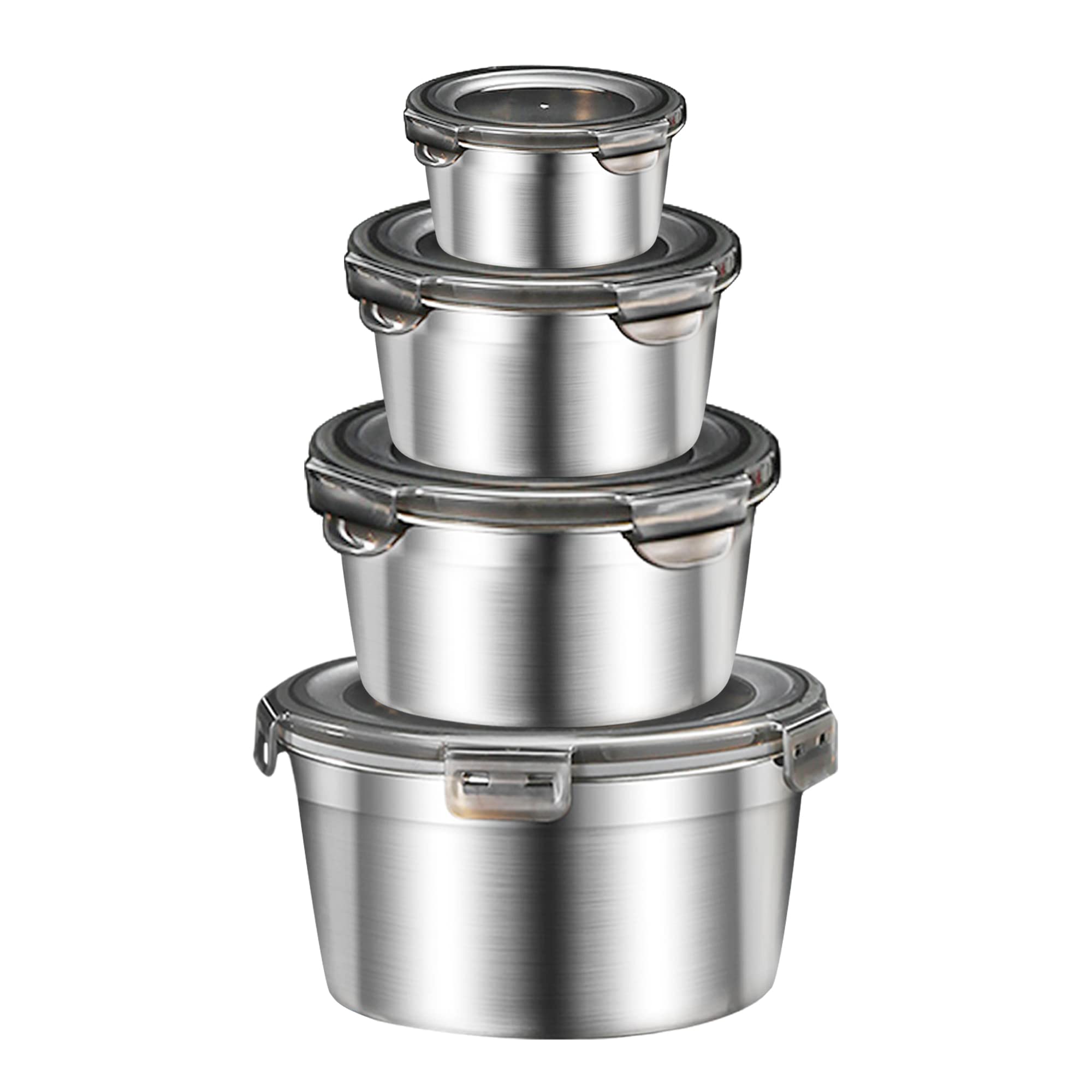 Misichao Stainless Steel Food Containers with Airtight Lids 4 Pack - Meal Prep Container Reusable Metal Food Storage Bento Lunch Box for Kitchen Picnic BPA Free Leak Proof Oven Freezer Dishwasher Safe