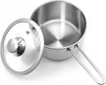 2.6L Tri-Ply Stainless Steel Saucepan, Azonee Induction-Compatible Sauce Pan with Glass Lid, Stay Cool Handle, Oven & Dishwasher Safe for All Cooktops (Silver)
