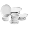 Fissman Kitchen Dinnerware Set, 18-Piece Plates and Bowl Porcelain Tableware Set|Minimalist Groove Design|Scratch & Chip Resistant Kitchenware for AirBnB, Hotel Apartment|Microwave and Diswasher Safe