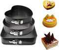 3 Pcs Springform Set Round, Heart And Square - Spring-Form Pan, Rectangle Cake Pan With Removable Bottom Leak-Proof And Quick Release Latch Bakeware Round/Heart-Shaped Spring Form Pan