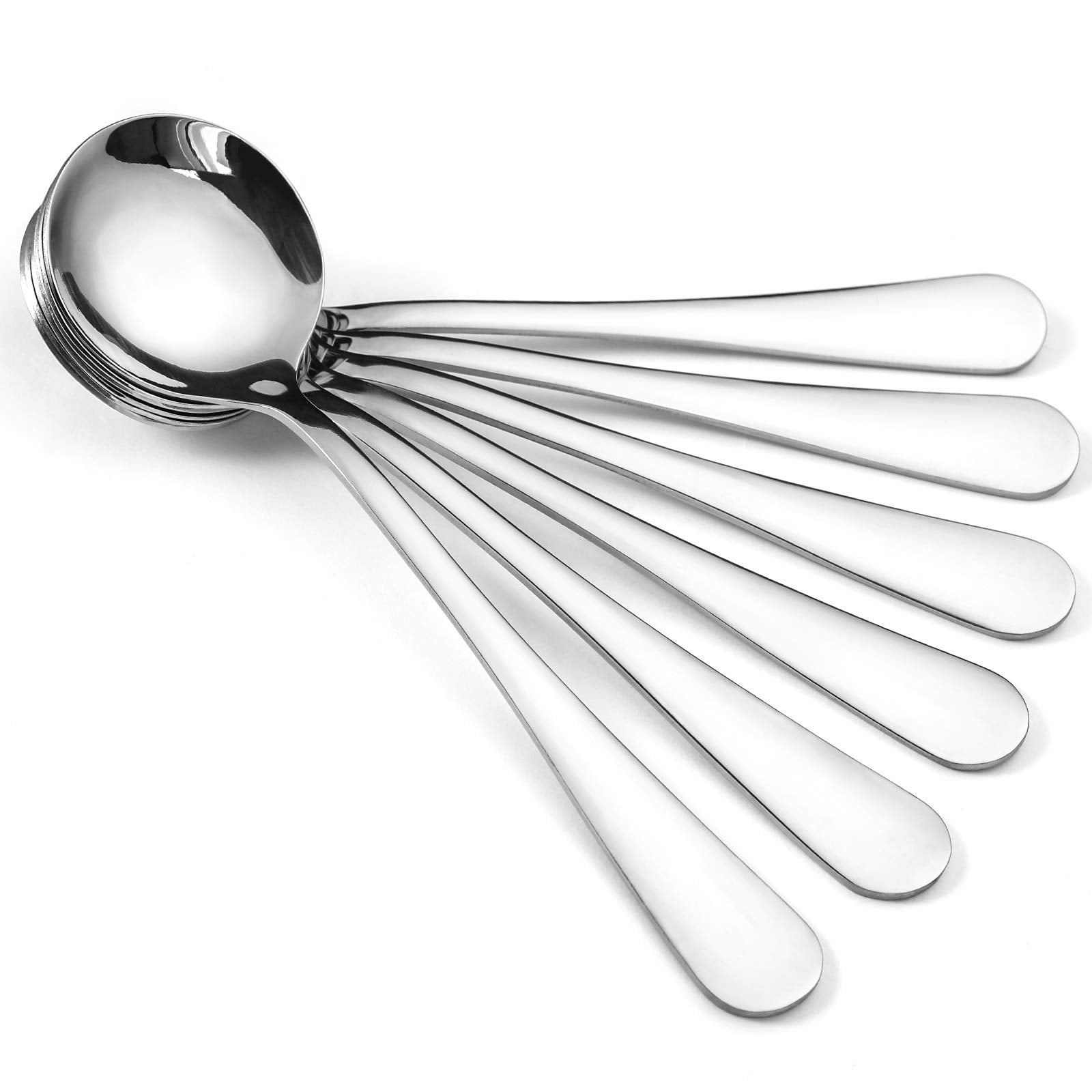 Hiware Soup Spoons, Round Stainless Steel Bouillon Spoons, Set of 12