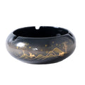 Practical ashtray Household Glossy Patterned Ceramic Ashtray with Card Slot Windproof Suitable for Office Desktop Decoration(?????)