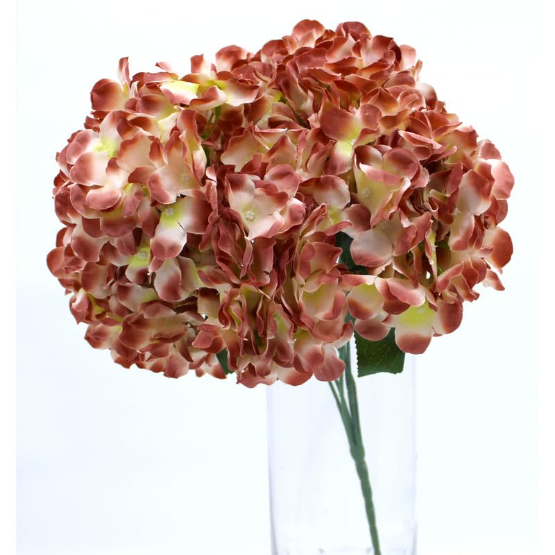 Hydrangea Artificial Flowers, Fake Flowers, Artificial Flowers Like Real Hydrangea, Artificial Hydrangea Flowers for Wedding Centrepieces, Party, DIY Projects - F506-BROWN