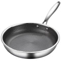 Amosfun 10.20 Inch Stainless Steel Honeycomb Frying Pan Nonstick Flat Bottom Skillet Compatible with All Cooktops Kitchen Cookware for Everyday Frying and Stir-Fry