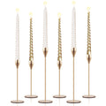 Candlestick Holder Gold Candle Holders for Table Centerpiece Set of 6 Taper Candle Holder Brass Decorative Metal Candle Stand for Christmas, Wedding, Dinning, Anniversary, Party Ornaments
