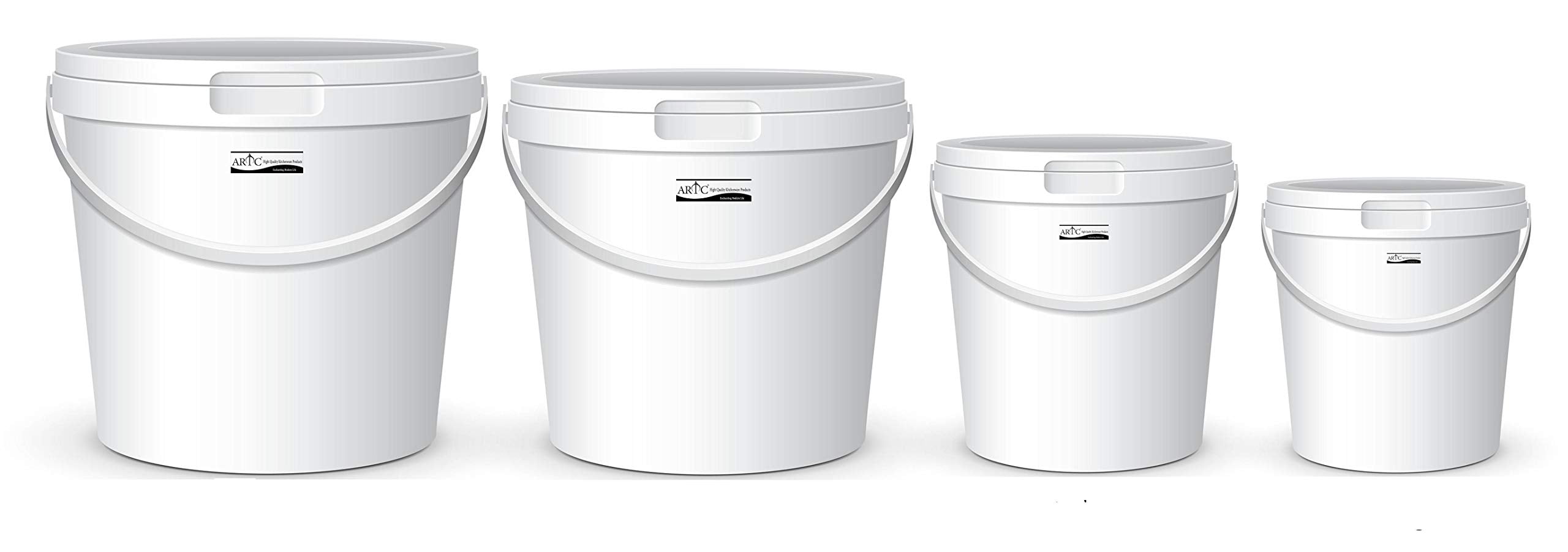 Artc White Plastic Bucket With Lid Yogurt Container multipurpose bucket 4pcs Set