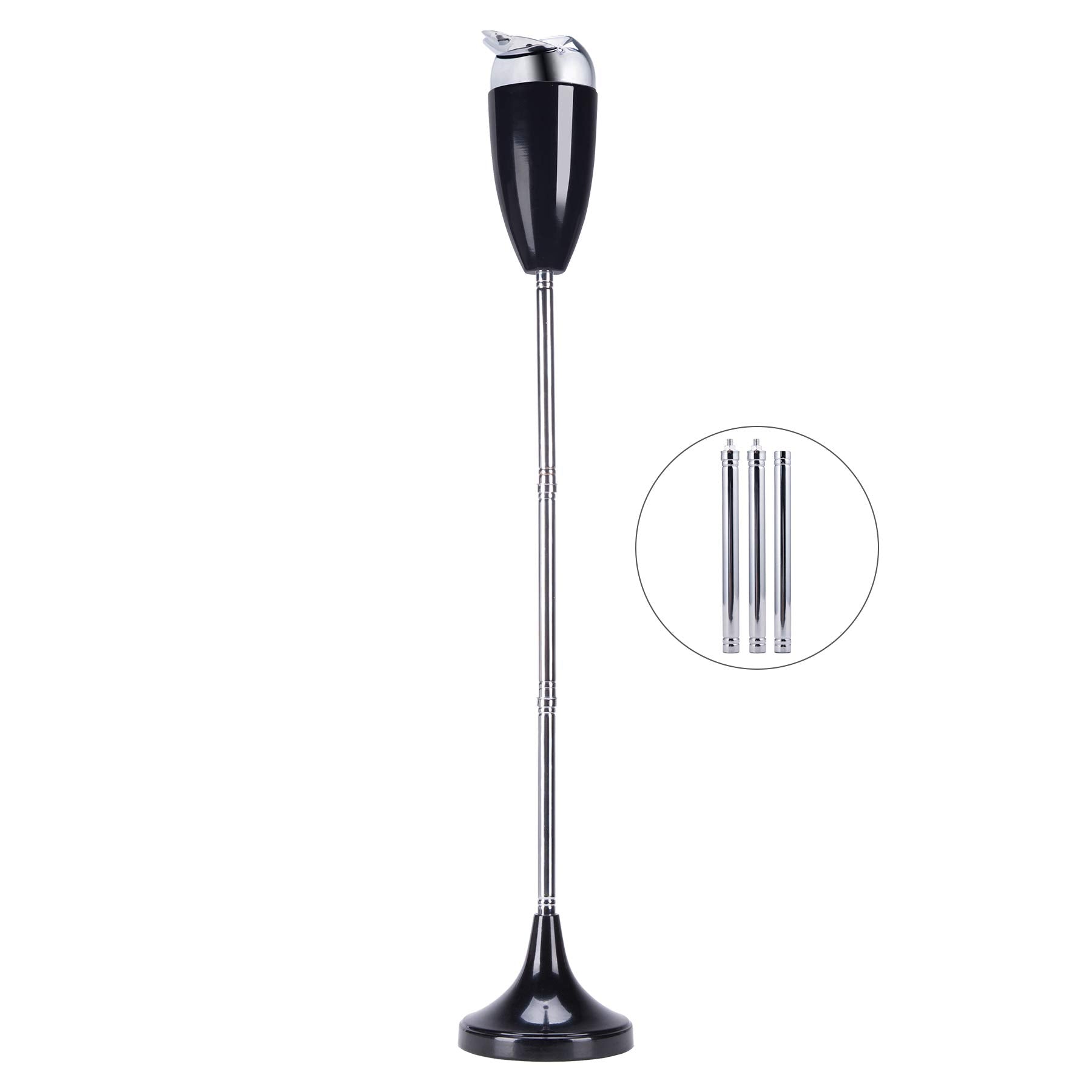 CO-Z (Black) - Adjustable Outdoor Floor Standing Ashtray, Contemporary Windproof Closable Floor Stand Ashtray with Lid, Tall Outside Patio Ashtrays for Cigarettes, 50cm, 70cm, 90cm (Black)