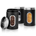Tea Coffee and Sugar Canisters Set,Kitchen Organizers and Food Storage,Transparent Window Containers for Kitchen Food,Storage Container for Sugar,Coffee Beans,Tea,Candy,Cereal,Spices