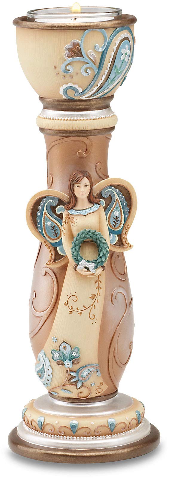 Pavilion Gift Company Perfectly Paisley Angel Tea Light Candle Holder, 8-Inch Tall, Tea Light Candle Not Included