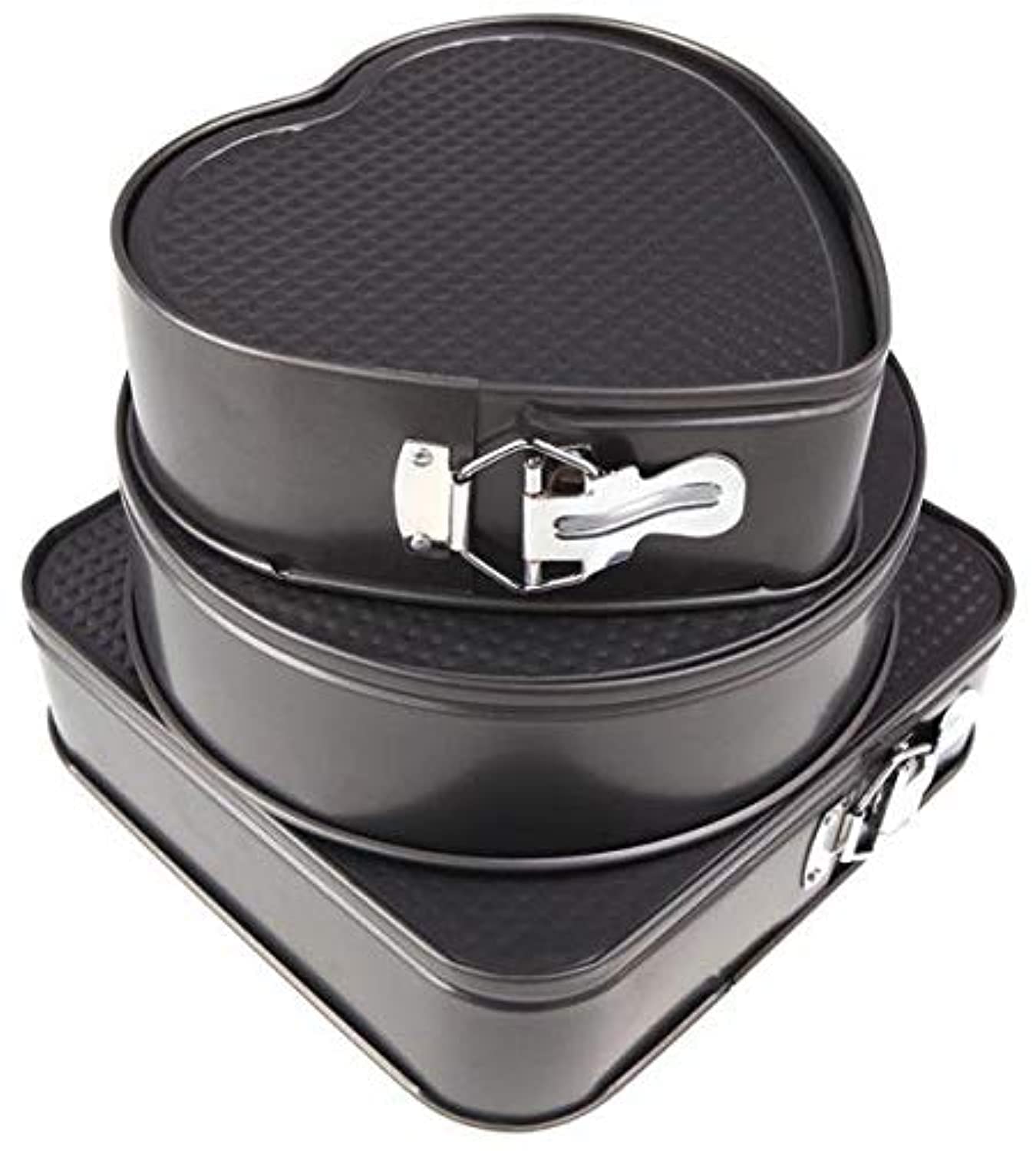 Feelings - Set of Three Springform Pans Cake Bake Mould Mold Bakeware with Removable Bottom Round Heart Square Shape Versatile Sturdy