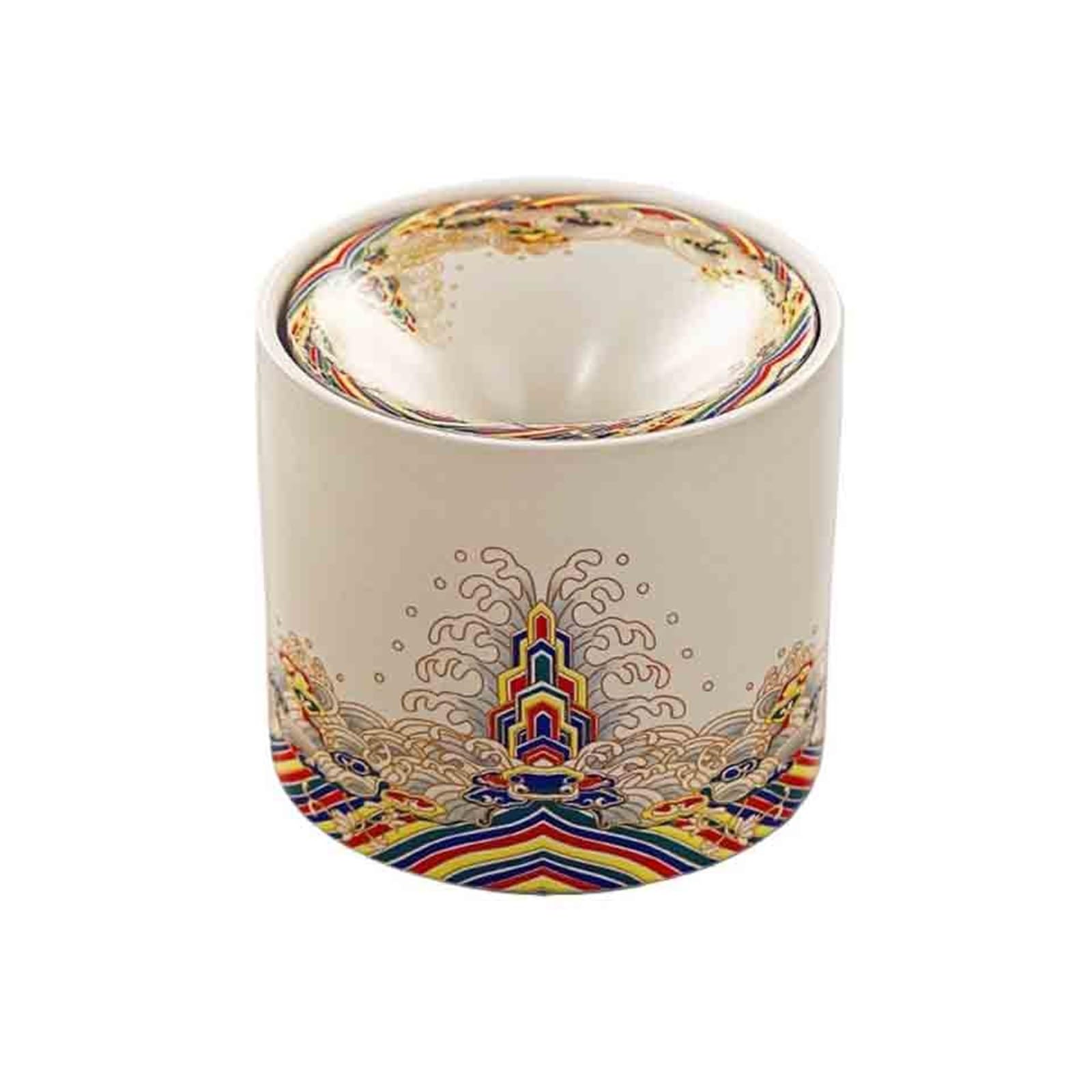 Practical ashtray Tall Ceramic Funnel Ashtray with Pattern Suitable for Home Use in Living Rooms and Round Office Desks with Lids