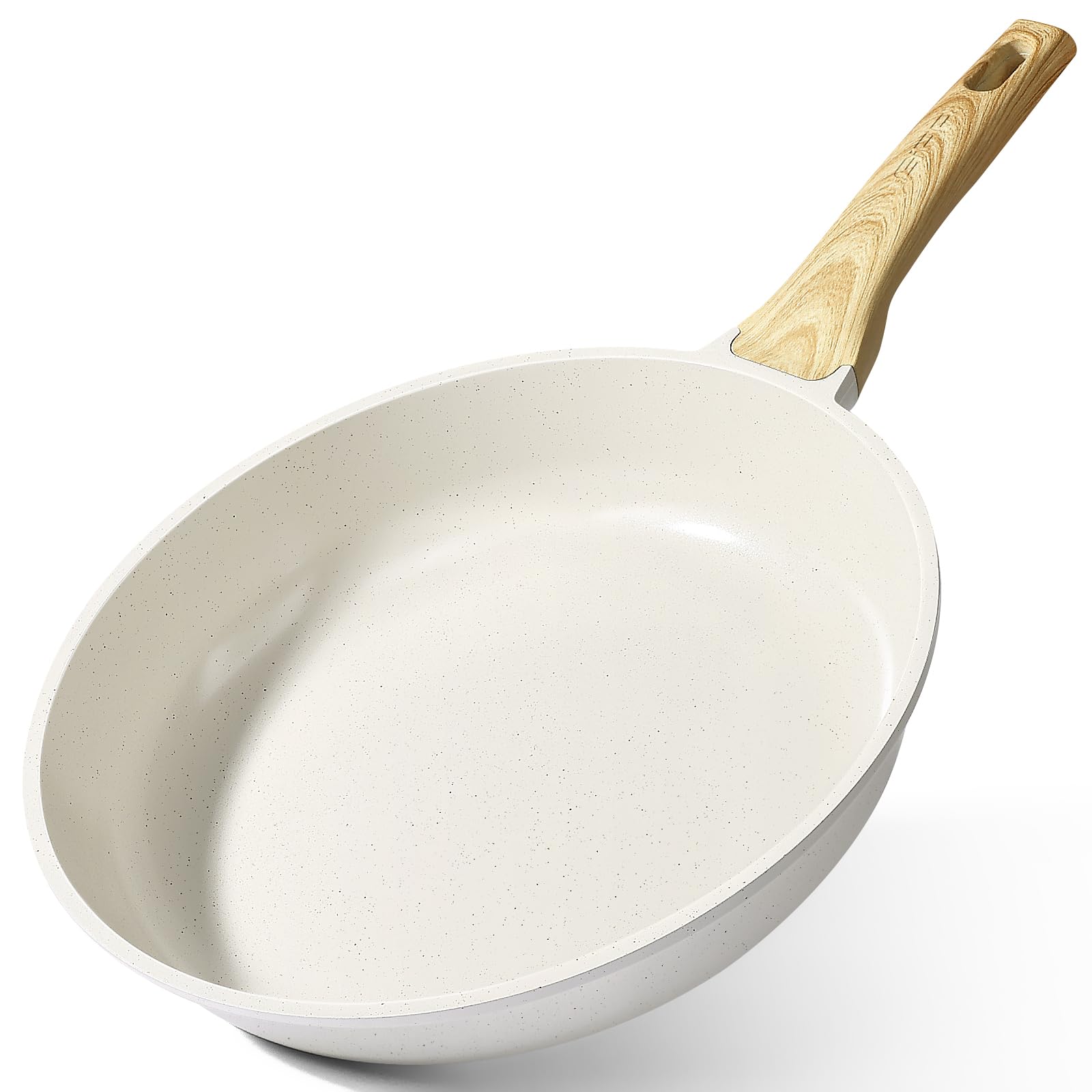 GiPP Nonstick Frying Pan Skillet - Granite Non Stick Pans, Healthy Granitestone Non-Stick Fry Pan Omelette Pan Egg Pan, Compatible with All Stoves, PFOA Free (White, 24CM)