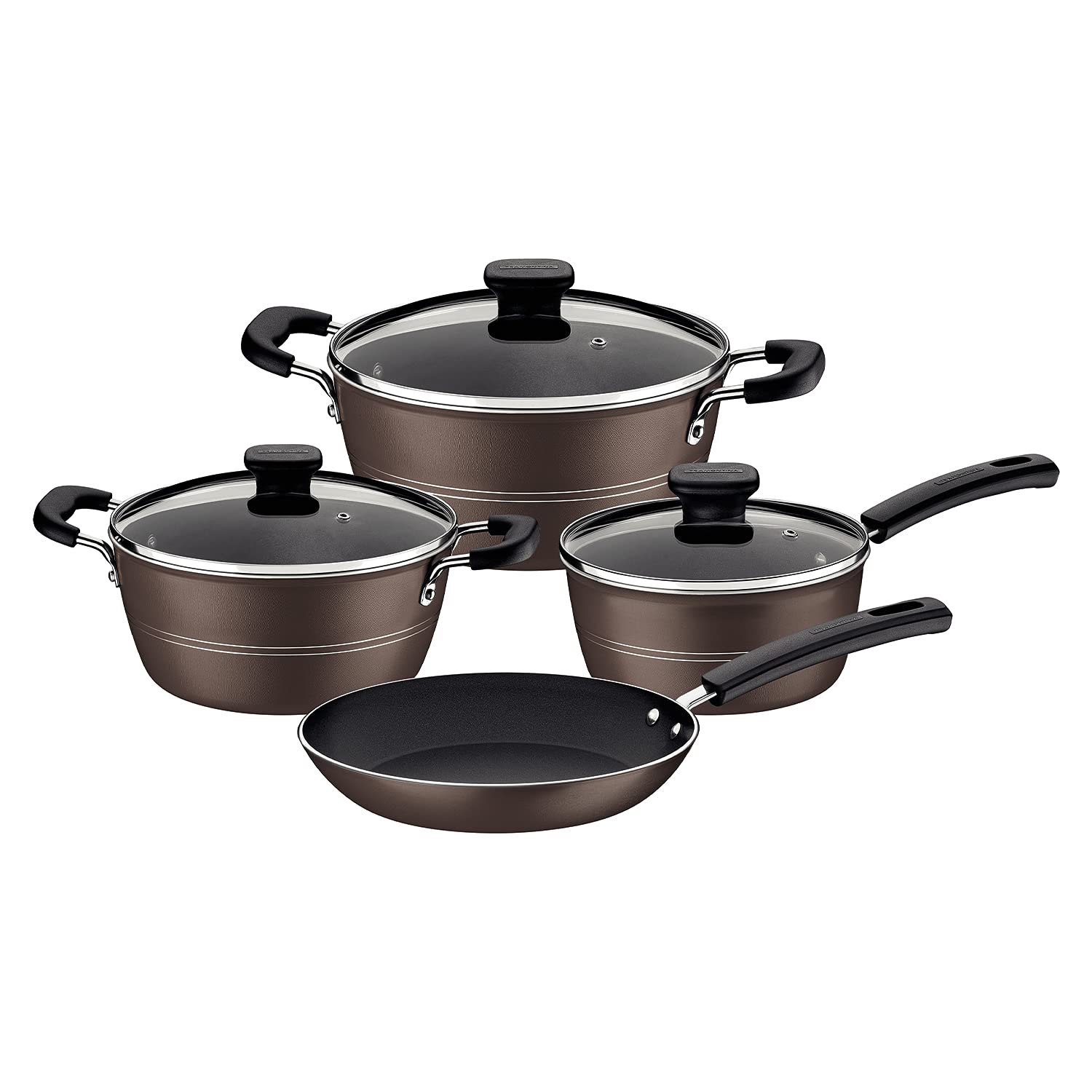 Tramontina Sicilia 7 Pieces Hazelnut Aluminum Cookware Set with Interior and Exterior Starflon Excellent Nonstick Coating