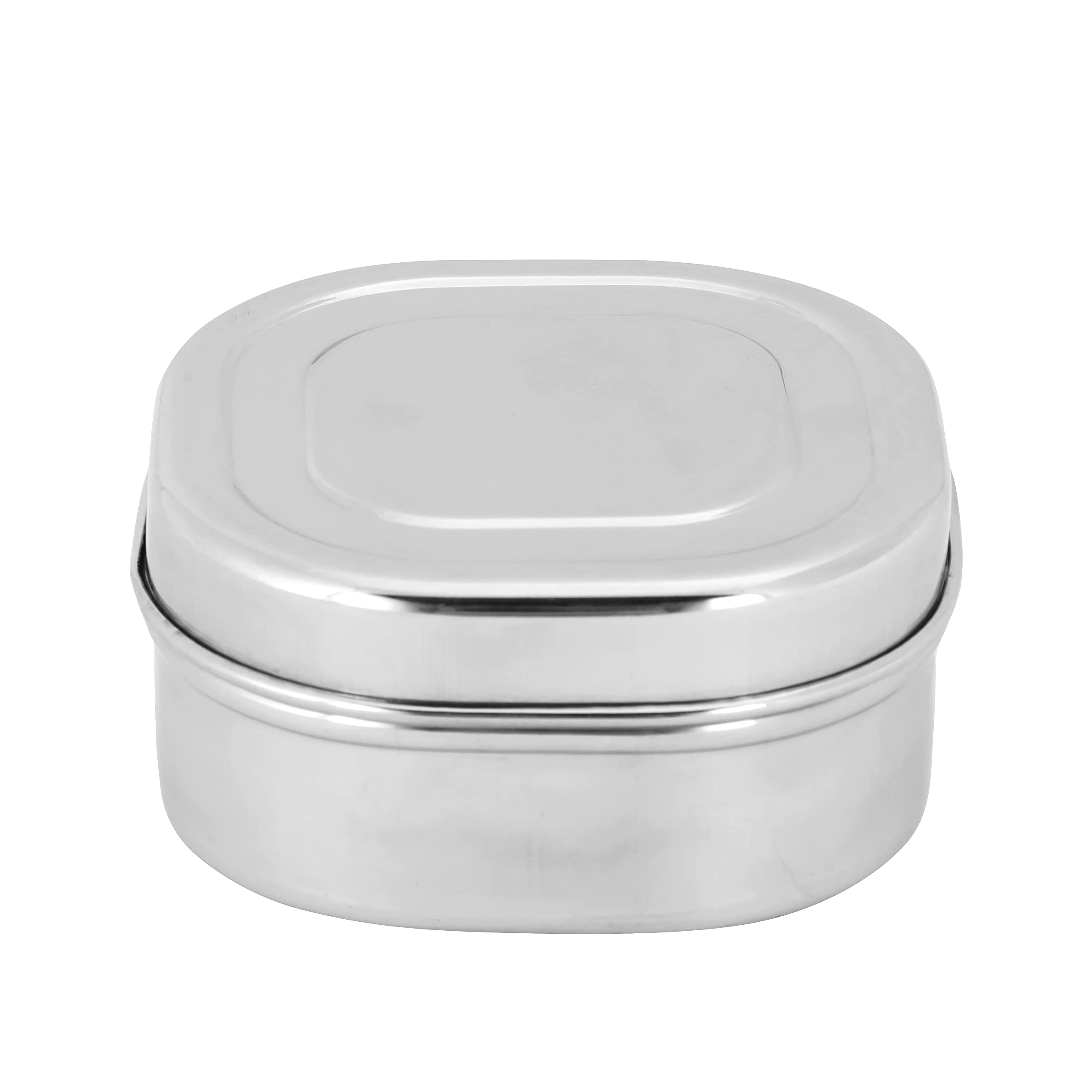 Royalford 10 CM Stainless Steel Square Dabba- RF11701 Airtight Container to Keep Food Fresh| Compact, Portable Design, Ideal for Puris, Rice, Rotis| Silver