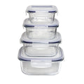 4 Pcs All in One Glass Container with Airtight Lids, Food Stoarge Containers, BPA Free & Leak Free Dishwasher Microwave Oven Freezer Safe Meal Prep Lunch (4, Square)