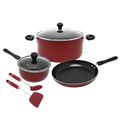 Prestige Cast Aluminium Cookware Sets of 7 Piece | Non Stick Aluminium| Casserole | Saucepan | Fry Pan- PR22353-Red
