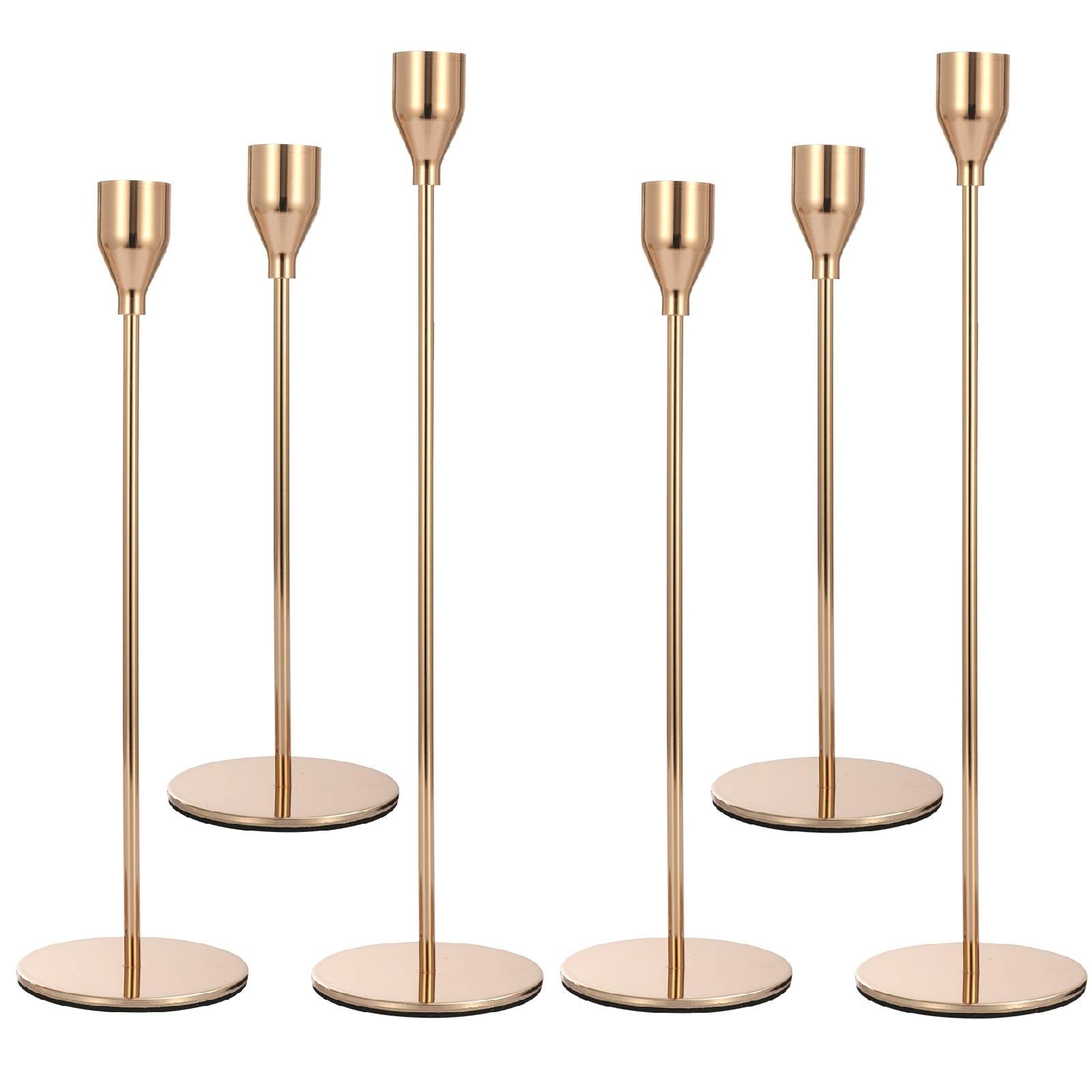 Set of 6 Gold Candlestick Holders Gold Candle Holder Taper Candle Holders Candle Holders Decorative Candlestick Holder for Home Decor, Wedding, Dinning, Party, Anniversary (Gold)