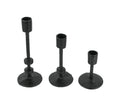 Zeckos Set of 3 Mid-Century Modern Style Black Cast Iron Metal Taper Candle Holders