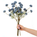 Artificial Flowers, Chrysanthemum Ball Flowers Bouquet, Silk Hydrangea Bridal Wedding Bouquet, 52cm Large Flower Bouquet Bunches, for Home Party Office Wedding Decoration (6 Pcs, Blue-Gray)